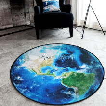 Tappeto rotondo con mappa del mondo e disegno della luna, tappeto circolare per cameretta bambini, tappetino antiscivolo, decorazione per pavimento