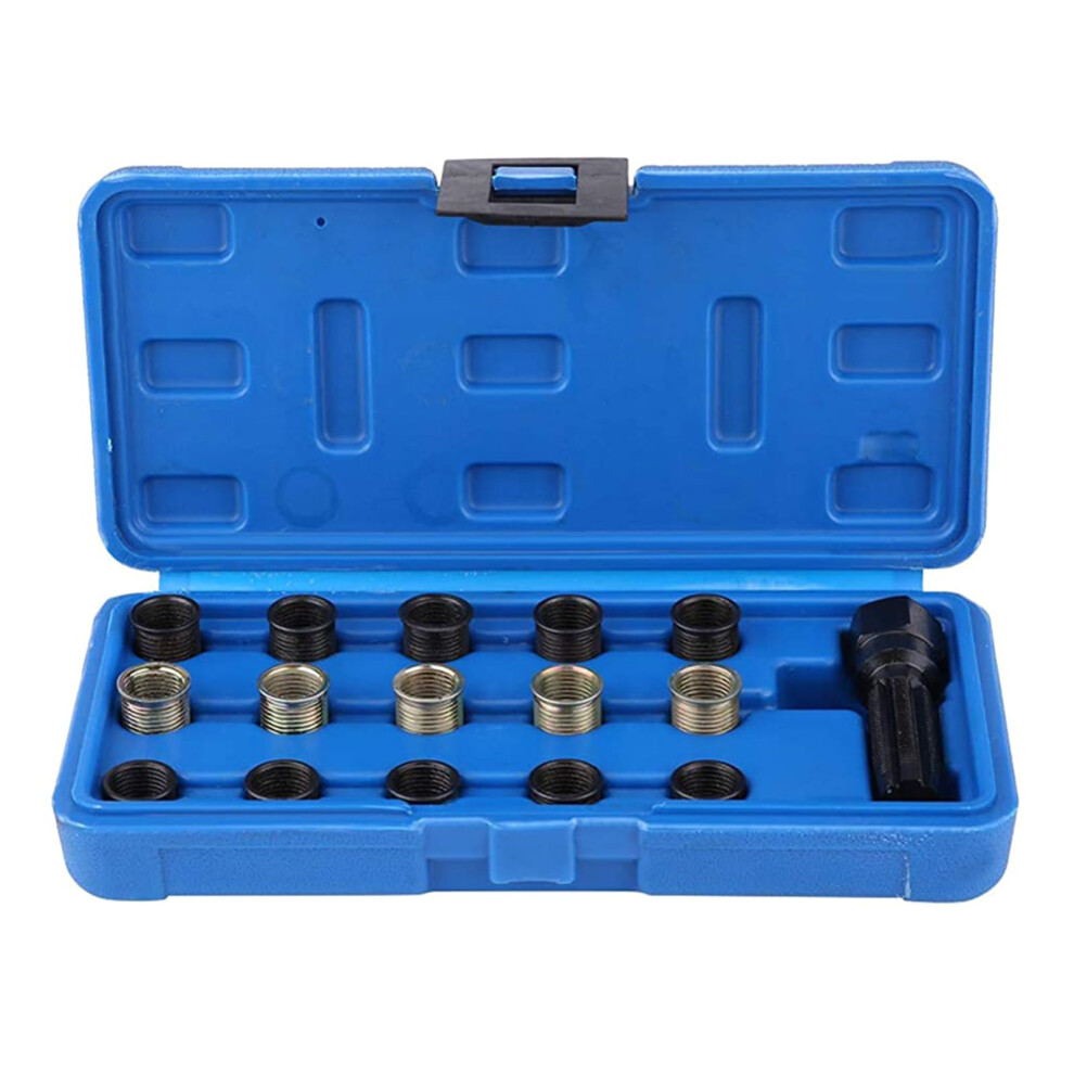 M14x1.25mm Spark Plug Thread Kit 16Piece Steel Reamer Tap Set With Case For Automotive Maintenance Blue 9323874566054