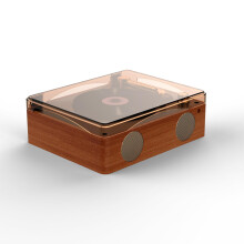 Retro CD Player MultiFunction Rechargeable Home Speakers Remote Control Line In USB Disk Playback Headphone Jack Brown