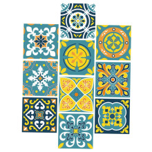 OilResistant PVC Tile Stickers, 10Piece, Kitchen And Bathroom Wall Decals, PeelandStick, Nordic Floral Pattern
