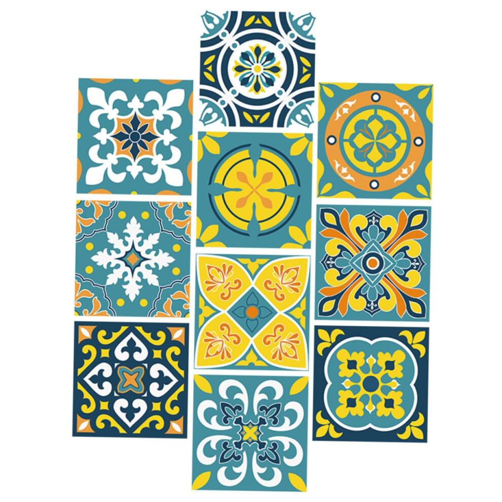 Oilresistant Pvc Tile Stickers, 10Piece, Kitchen And Bathroom Wall Decals, Peelandstick, Nordic Floral Pattern 9323874566511