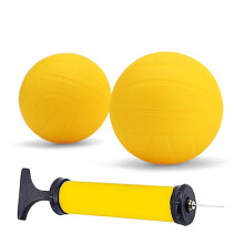 Replacement Balls PVC Inflatable Soft Yellow with Air Pump Roundnet Play Balls for Competitive Outdoor Sports Backyard 1x 3.5in and 1x 5in