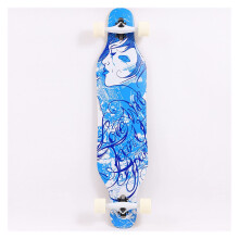 Maple Cruiser Skateboard with Trucks, Wheels, Back Pattern Blue