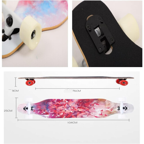 Maple Cruiser Skateboard with Trucks,  Wheels, Back Pattern Blue 1