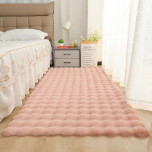 Washable Living Room Rug Pile Fluffy Rug Soft Plush Mat AntiSlip Bottom Bedroom Modern Bedside Pink 50x120cm