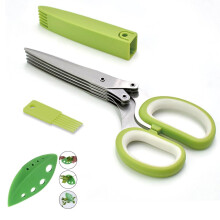 Herb Scissors Set, 5Blade Scissors With Safety Cap, Cleaning Comb For Cilantro And Scallions, Vegetable Leaf Separator