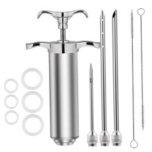 Stainless Steel Turkey Baster with 3 Needles Brush