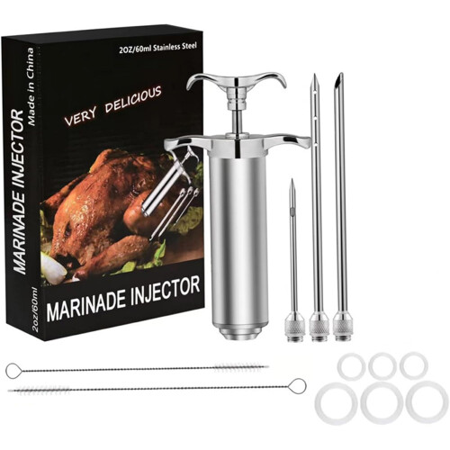 Stainless Steel Turkey Baster with 3 Needles  Brush 2