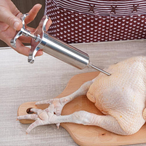 Stainless Steel Turkey Baster with 3 Needles  Brush 1