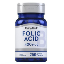 PIPING ROCK Folic Acid 400 mcg 250 Vegetarian Tabs