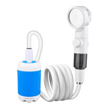 Portable outdoor shower with 4000 mAh battery, flow rate, adjustable pressure, suitable for camping, hiking, travel, and pets.