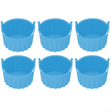 Multifunctional Silicone Ramekins 6Piece Set  Baking Cups For Air Fryer, Nonstick Egg Cups, Even Cooking, Blue