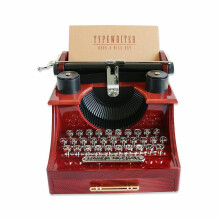 Manual Typewriter, Sturdy Retro Metal Housing, Gift for Writers with Rotating Top and Drawer for Small Jewelry