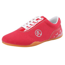 Kung Fu Taekwondo Shoes Unisex EU 29 Red Breathable Sweat Wicking Martial Arts Shoes For Taekwondo Boxing Karate Wing Chun Teens