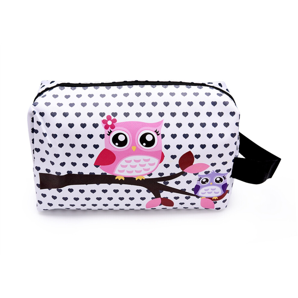 Owl Print Makeup Bag, Versatile Cosmetic Container With Zipper Closure For Security, Portable Design For On-The-Go Travel Needs