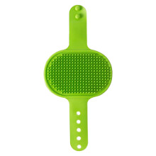 Cat Brush Grooming Brush With Strap, Silicone Massager, Adjustable Comb, Dry And Wet Use, For Large, Small And Medium Breeds, Green
