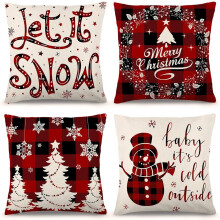 Decorative Pillow Covers for Home Decor, Polyester Blend Linen Fabric Adds Cozy Charm to Your Sofa Couch Chair Bed, Burlap Texture Christmas Pillow Ca