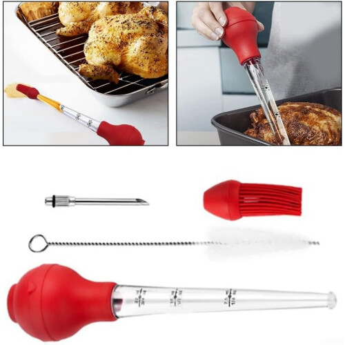 Turkey basting syringe set including brushes for effortless cleaning and maintenance 2