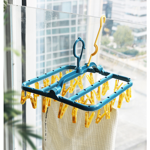 360 Rotatable Hooks, Multipurpose Drying, Durable Construction, Space-Saving Design, High-Quality Plastic, Stainless Steel Clips, White, Compact 1