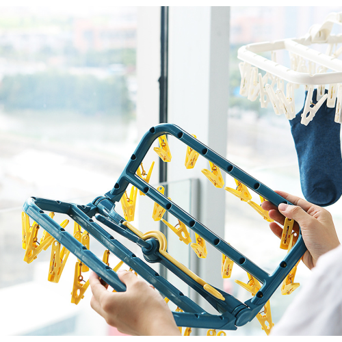 360 Rotatable Hooks, Multipurpose Drying, Durable Construction, Space-Saving Design, High-Quality Plastic, Stainless Steel Clips, White, Compact 2