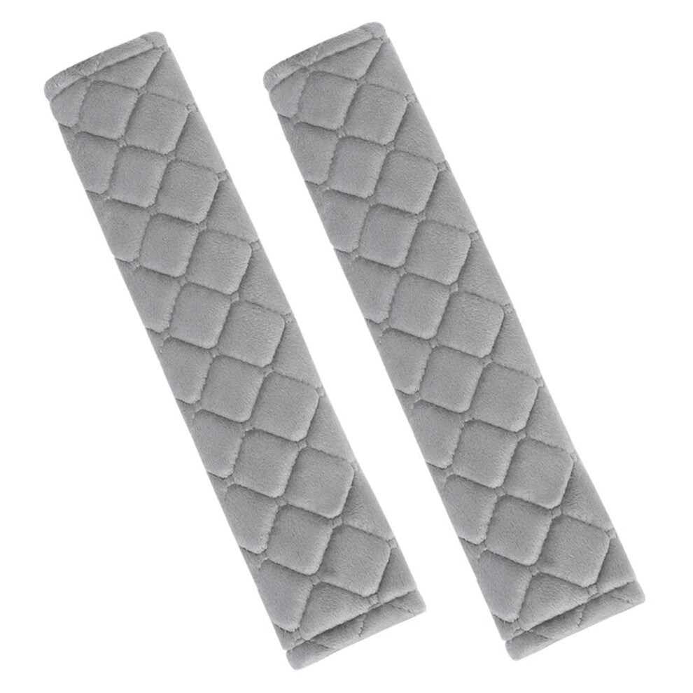 Soft Velvet Car Seat Belt Cover With Shoulder Pressure Relief And Neck Protection For Car Truck Suv 1 Set Gray 9119770350138