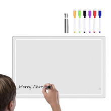 Dry Erase Desktop , Erasable Acrylic Sheet Block Table Whiteboard Message Pad with Six Pens Table Planner for Home School Office