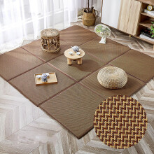 Tatami Floor Mat NonSlip Futon Mattress Folding Rattan Rug 50cm x 50cm Pattern C 9Piece With Storage Bag