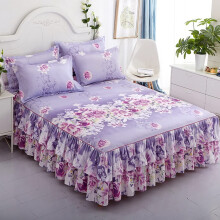 Bed Skirt Bedspread Ruffle Bed Valance Thick Bed Throw King Hat (Light Purple, 120x200cm)