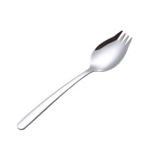 Spork LongHandle Stainless Steel For Fruit Ice Cream Salad Dessert Western Tableware Silver MultiFunction