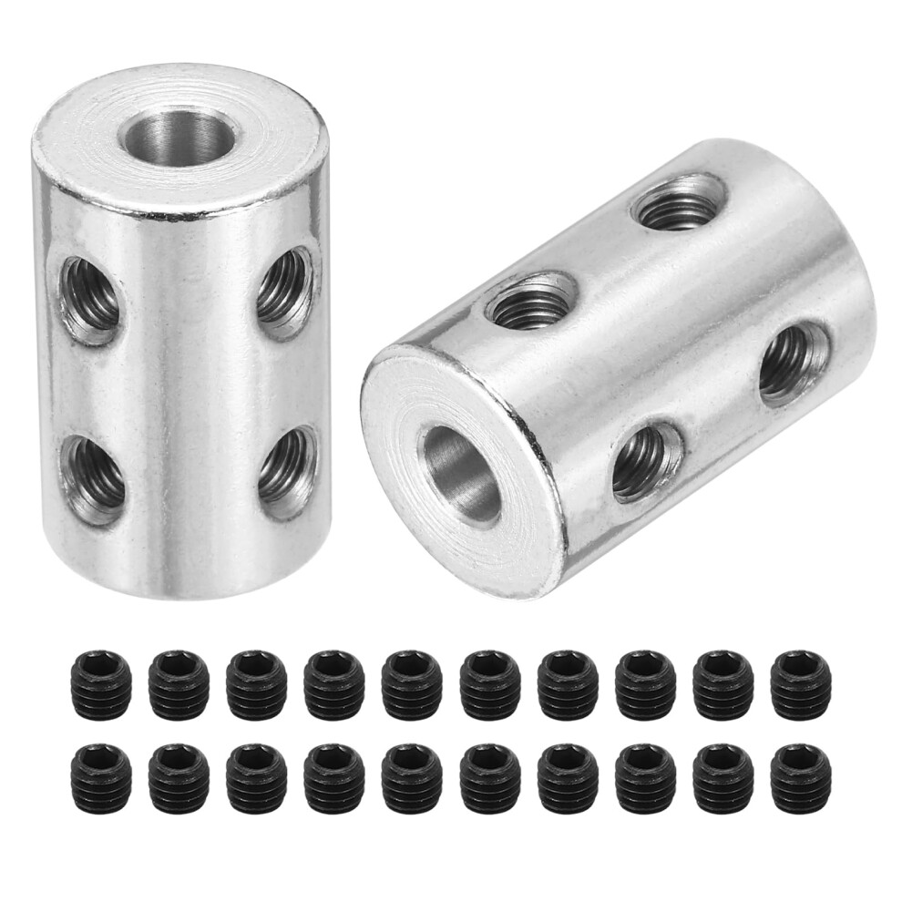 Rigid Screw Coupling 5Mm To 5Mm Shaft, Steel L22mm X D14mm, 3D Printer Encoder, Silver, 5Pack With 20 Screws 9323874569093
