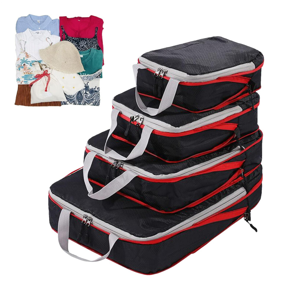 Compression Bag Set Of 4 Packing Cubes Large Capacity Luggage Organizer For Business Trips Vacations Cruises Camping