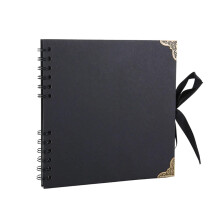 Photo Album 60 Pages Kraft Paper Photocard Holder Book Multifunction Scrapbooking Album DIY Picture Craft Black