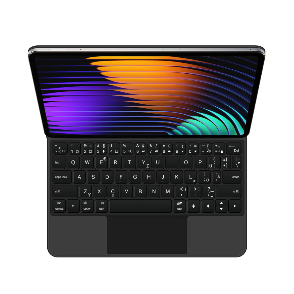 Keyboard Case For Tablet 12.4' 2024 Cantilever Builtin Trackpad 7Color Backlight German Black 9119770352699