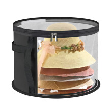 Round Hat Box with Lid, Hat Case, Round, Hat Storage Box with Transparent Window Sturdy Handle, Hat Storage for Large Round Hat, Cowboy Caps