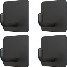 Klebehaken, 4 Stk. Haken, Selbstklebender Haken, Schwarz Matt Wandhaken, Handtuchhaken ohne Bohren, 304 Edelstahl Rostfrei Handtuchhaken für Küchen