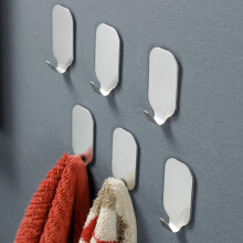 Adhesive Hooks, Innovative Kitchen Bathroom Decor, Heavy Duty Stainless Steel Waterproof Wall Hangers, Easy Install Remove for Versatile Application,