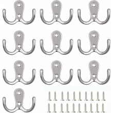 Duel Coat/Hat/Towel Hook For Closet And Kitchen, Space Saving Design Supports Up To 5 Kg Per Hook Heavy Duty And Durable Easy To Install For Various R