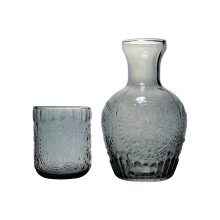 Contenitore per bevande da comodino con robusto vetro spesso, set di bottiglie d'acqua vintage da comodino, elegante decorazione da tavolo adatta a