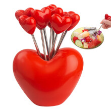 Fruit Picks Stainless Steel Cocktail Picks Appetizers Set 10 Reusable Heart Design Metal Food Picks For Fruit Desserts