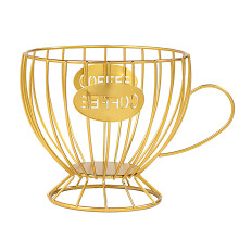 Coș metalic cu fructe, organizator multifuncțional din sârmă de fier cu accesorii pentru stația de cafea pentru blatul de bucătărie, suport