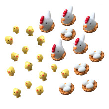 Kits de bricolaje para jardines de hadas, decoración de familia de gallinas en miniatura para adornos de jardín de resina y ciclo de vida educativo