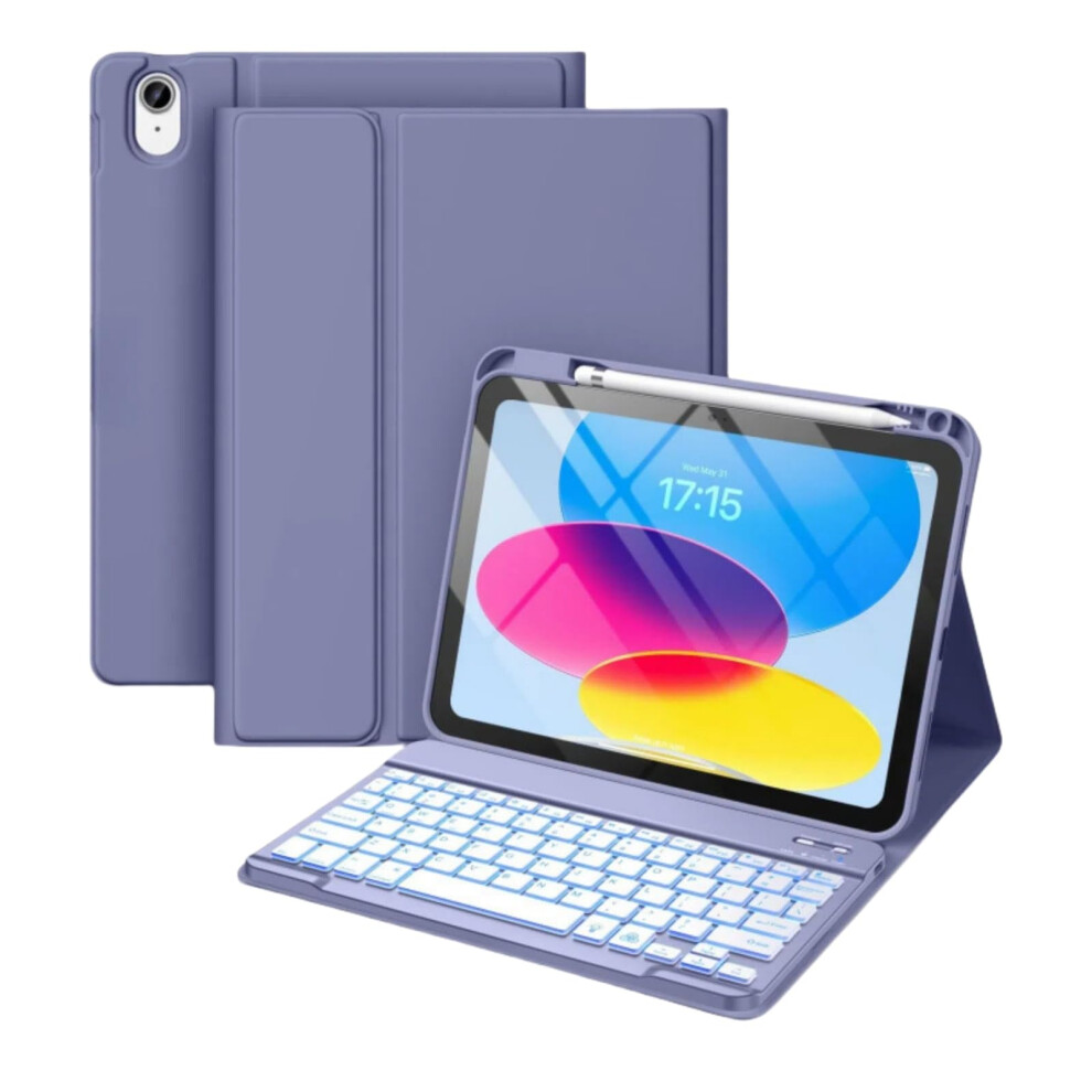 Keyboard Case For 11 Inch 4Th1st Gen Folio Stand Upper Pencil Holder Magnetic Detachable Keyboard Purple 9339159802786