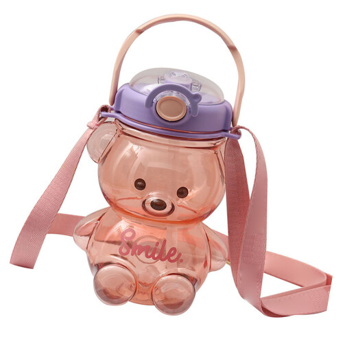 Kawaii-Bären-Strohhalmflasche, tragbare