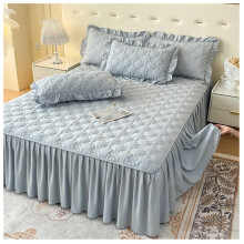 Ruffled Bed Skirt Bed Valance Soft Ruffled Valance Fitted Sheet WrapAround Ruffled Mattress Cover (Gray, 180 x 220 cm) 180 x 220 cm Gray