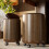 Waterproof Decorative Trash Bin 12L Large Capacity Wood Grain Pattern Rolling Trash Bin On Wheels Indoor Use 5