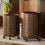 Waterproof Decorative Trash Bin 12L Large Capacity Wood Grain Pattern Rolling Trash Bin On Wheels Indoor Use 3