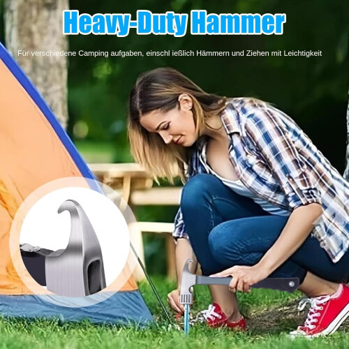 Camping Hammer, Zelthammer  29.5cm Tent Peg Hammer with Pull Hook  Ergonomic Grip 1