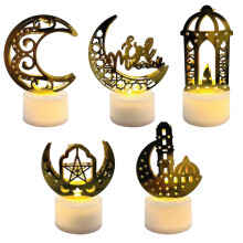 Zestaw dekoracji na Ramadan Kareem, wisząca gwiazda księżycowa z elementami islamskimi na obchody Eid Al-Adha, mały rozmiar (5 szt.)