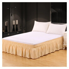 Plaincolored elastic bed skirt with ruffles, wraparound, lightresistant. Suitable for double, queen, king beds.