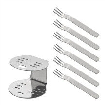 Stainless Steel Fruit Forks 304 Mini Food Picks For Appetizers, Dessert, Fruit Silver With Stand Ceramic Storage Jar